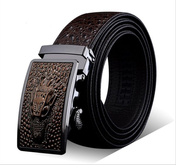 Ceinture de luxe pour hommes alligator entier plaque en relief boucle peau de vache en cuir véritable ceinture à cliquet 3D motif crocodile ceintures de jean 8965953