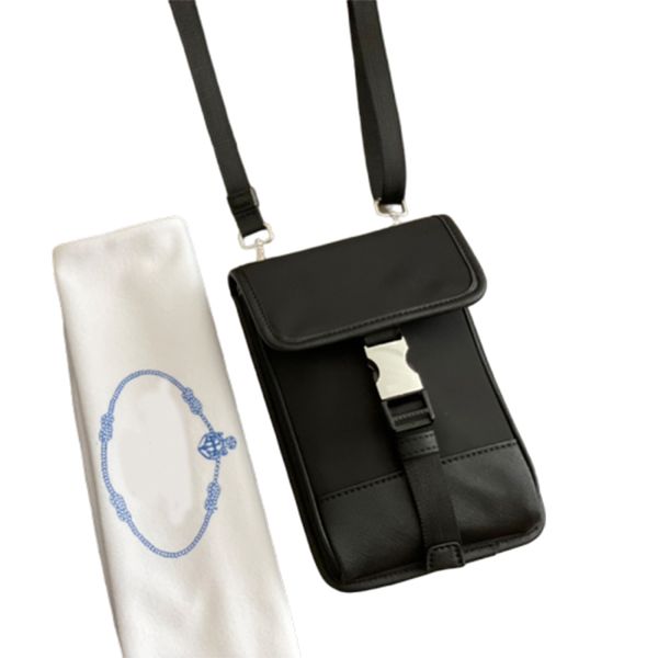 Bolsos de teléfono negros de lujo para hombre Diseñadores Crossbody Monederos de un solo hombro Carteras Casual Mini bolsa de cambio Sobres de nylon con CAJA
