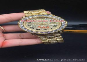 Luxury Mens Marque Watch Big Diamonds Centraire Big Taille 40 mm montre Hip Hop Rappers Full Iced Out Gold Case Automatic Watch9768057