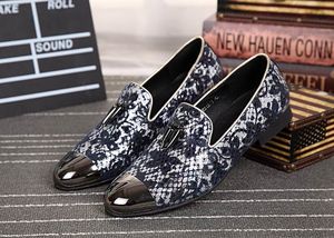 Chaussures habitantes de loisirs de luxe British Designer Metal Toe Charm Slip on Le cuir Chaussures pour hommes Loafer Party Chaussures