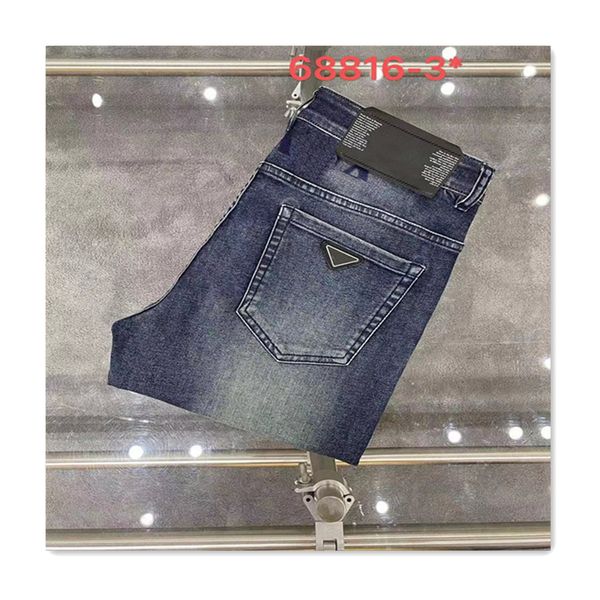 Jeans de luxe pour hommes jeans pour hommes pantalons slim fit haute qualité logo triangle jeans bleus pantalons à petites jambes réguliers décontractés classiques polyvalents printemps automne pantalons pour hommes