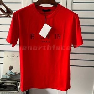 Luxury herenontwerper T-shirt Zwart rode brief bedrukte shirts shirts korte mouwmustiemerk ontwerper Top T-stukken Aziatische maat S-XXL