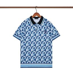 Luxury Mens Designer T-shirt Laple Polos Collar Lettre 3D Blue Office Blue Shirts Short Fashion Mode Brand Top Tees Vêtements