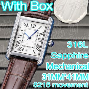 Montre de luxe pour hommes date Montres mécaniques diamant automatique 8215 montres de mouvement Saphir 316L en acier inoxydable étanche montre superclone carrée