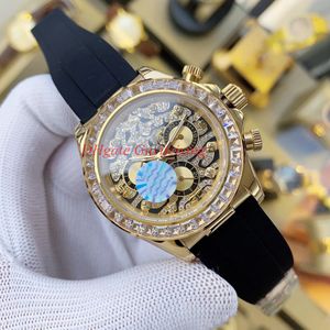 Luxury Mens Diamond Watches 116588 116595 18K Rose Gold Tiger Watch Automatic Movement Crystal Wristwatch No Chronograph Christmas cadeau