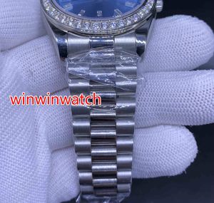 Montres de diamant de luxe pour hommes montre mécanique automatique en acier inoxydable cadran bleu montres petites montres-bracelets à lunette en diamant 40MM272S