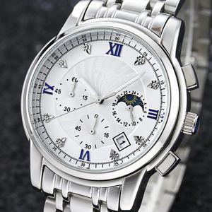 Luxe diamanten herenhorloges Topmerk roestvrijstalen band quartz 42 mm horloge voor heren Alle kleine wijzerplaat chronograaf horloges man Valentijnsdag Vaderdagcadeau