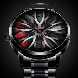 Luxe heren mode auto wiel horloge stalen stalen waterdicht horloge voor mannen kwarts horloge mannelijke klok relogio masculino6ceu