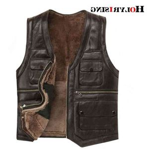 Gilet de moto en cuir de mouton complet pour hommes de luxe pour hommes poches noir marron faux manteau en cuir 19246-5 211215