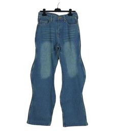 Luxe heren jeansllogo met losse golfsilhouet rechte been broek hoogwaardige gewassen blauwe denim broek