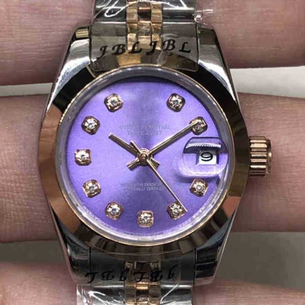 Reloj mecánico de lujo para hombre Registro automático de la familia Rose Purple Stone Table Ginebra Es para hombres Relojes de pulsera suizos