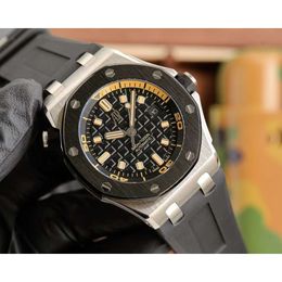 Montre mécanique de luxe pour hommes, classique, ap 15710, montre-bracelet automatique, 42mm, relgio YT7S, super colone, mouvement mécanique, arrière, bracelet en caoutchouc transparent