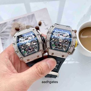 Luxe heren mechanica horloges Richa polshorloge Mantianxing horloge Wijnvatvormige grote wijzerplaat Casual mode Waterdicht Automatisch Holle Ou