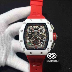 Luxe heren mechanica horloges polshorloge vat Rm11-03 serie 7750 automatische timing wit aardewerk administratieve rompslomp heren
