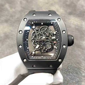 Relojes mecánicos de lujo para hombre, reloj de pulsera para ocio de negocios rm055, reloj mecánico automático, cinta de cerámica negra, reloj de tendencia para hombre