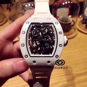 Luxe heren mechanica horloges polshorloge Engrwolf horloge rm055 serie 2824 automatische mechanische witte aardewerk tape herenhorloge