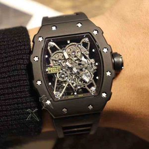 Luxe heren Mechanica Horloges Horloge Wijnvat horloge rm35-01 serie 2824 automatische machines zwarte koolstofvezel tape mannen
