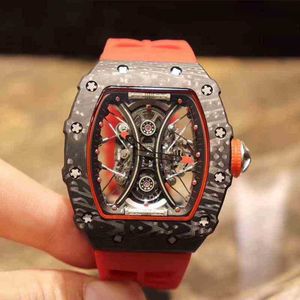 Luxe Heren Mechanica Horloges Horloge Business Leisure Rm53-01 Volautomatisch Mechanisch Horloge Koolstofvezel Tape Heren Horloge