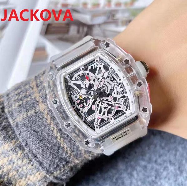 Relojes de silicona de goma de moda militar para hombre de lujo deportes esqueleto dial diseñador Reloj de pulsera reloj de mesa regalos orologio di lusso Montre de luxe