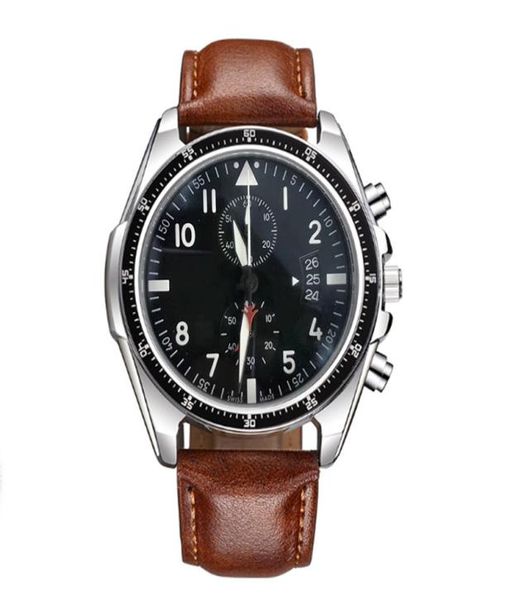 Luxury Mens Pilot Watches Mouvement de quartz avec calendrier Multifinection Montreuse-bracele