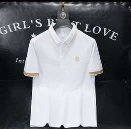 Polo de luxe pour hommes designer T-shirt mode-h motif de broderie couleur blanche tee-shirt en coton pour hommes sweat-shirt décontracté pull-over surdimensionné T-shirt