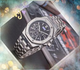 Luxury Mens Président Sanning Ticking Montres de 42 mm en quartz de batterie cadran squelette complet horloge fonctionnelle Tous les montres de bracelet de mode