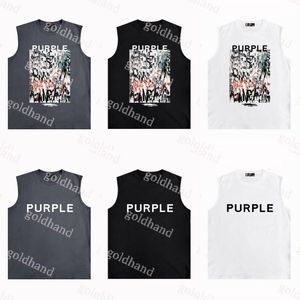 Luxury Mens Boulder Vest Summer Loose Tops Purple Brand Letter Tshirt Imprimé Tshirt Clothing