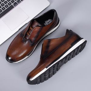 Luxe hommes baskets en cuir véritable à lacets confortable Oxford Vintage chaussures décontractées pour hommes en plein air marche chaussures plates A21