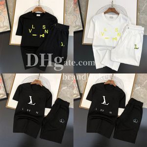 Luxury heren pak ontwerpers merk tracksuit set mannen trainingspakken brief bedrukte kleding casual sport korte mouw pak los pak