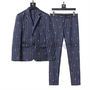 Costumes de luxe pour hommes Blazers de créateur de mode Homme classique décontracté imprimé floral veste de luxe marque bleu treillis rayure à manches longues costume mince veste pantalon # PZ1