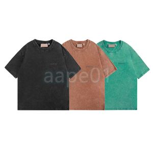 Camiseta de lujo para hombre, camiseta reflectante con estampado de letras pequeñas lavadas, camiseta transpirable de manga corta para parejas, camiseta informal de moda