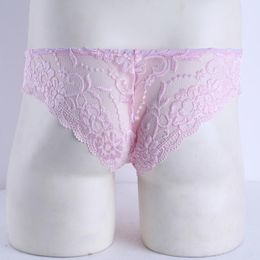 Luxe heren ondergoed Sissy lingerie slipjes kant bloemenbolptasje lage opkomst
