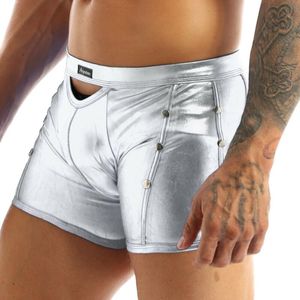 Luxury Mens Underwear Underpants hommes sexy rivet faux cuir en latex shorts boxers érotiques creux outre culotte mâle fétiche gay club porte des brèves tiroirs kecks string 304f