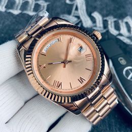Luxury Mens Watch 41 mm à la mode cadran rose Gold Sobrave en acier inoxydable avec enroulement automatique montres mécaniques créatrices marroises montres de luxe