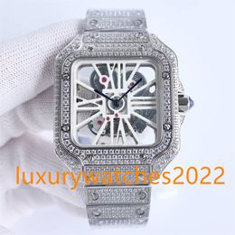 Luxe herenhorloge All Diamonds 40 mm automatisch mechanisch uurwerk Hol transparant saffierglas Ice Out Super kwaliteit polshorloge