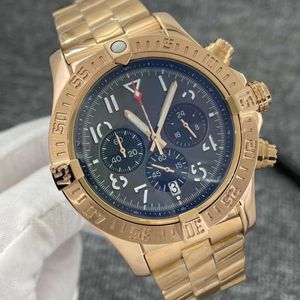 Luxury heren kijken blauwe wijzerplaat Japan Super VK Quartz Chronograph 45mm Avenger Hurricane Sea1884 Roestvrijstalen staalriem Gold Case Hardlex Glass polshorloges