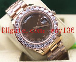Luxe Mens Watch Day-Date Presidential 116334 18K Rose Gold Diamond Automatic Beweging Horloge Bruin Romeinse Dial Heren Polshorloges