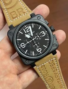 Luxe herenhorloge designer zakelijk polshorloge automatisch mechanisch bel bruin leer zwart rubber ross 6 wijzers dameshorloges 2023 nieuw