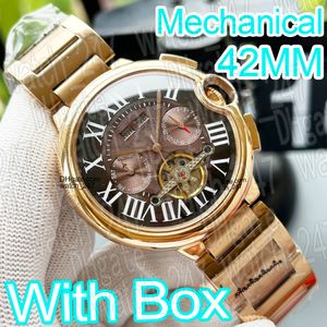 Luxe herenhorloge designer horloge van hoge kwaliteit kalenderjaar maand datum 42 mm automatisch horloge 316 roestvrij stalen kalfsleren band mineraalglas superclone met doos
