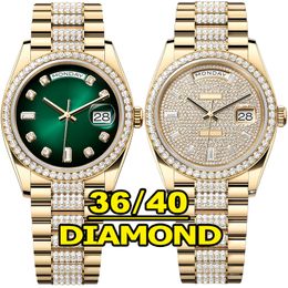 Luxury heren horloge Designer horloges van hoge kwaliteit diamant horloge 36 mm 40 mm automatische machinebeweging roestvrijstalen licht waterdichte waterdichte saffier dames horloge