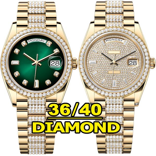 Luxury Mens Watch Designer Watchs Watch Diamond Watch de haute qualité 36 mm 40 mm Message de machines en acier inoxydable Lumineux Sapphire étanche saphir