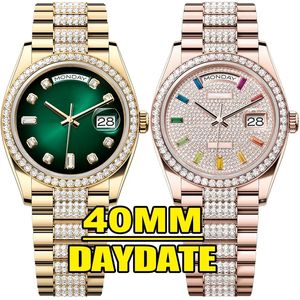Montres de montres pour hommes de luxe avec diamants 40 mm Mouvements mécaniques automatiques Montres de haute qualité en acier inoxydable imperméable sapphire