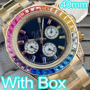 Montre de luxe pour hommes diamant mouvement automatique montres arc-en-ciel montre de créateur homme 40mm 316 bande de caoutchouc en acier raffiné cadran en cristal lumineux montre étanche pour hommes