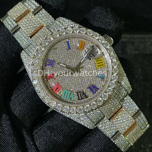 Luxury Mens Watch Move Watchs Menwatch Iced Out Watch Moisanite Watch Wristwatch Automatique Montre Designer Montres pour hommes Diamond Watch Montre de Luxe 090