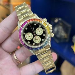 Luxury Mens Watch Rainbow Moving Watches de alta calidad Original Design Diamond Bisel Wallwatches Sapphire impermeable Montre de Luxe con herramientas