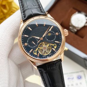 Montre de luxe pour hommes Top marque mouvement automatique mécanique Hommes Designer phase de lune Montres Daydate Cuir Homme étanche Montres-bracelets Cadeaux de fête des pères de Noël