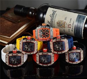 Luxury Mens Watch Womens Fashion Rose Gold Iced Out Watches All Functional Work Multiple Colour Rubber Strap