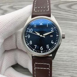 Роскошные мужские часы высокого качества, автоматические механические часы из нержавеющей стали, черная кожа, простые 41 мм WATCH180U