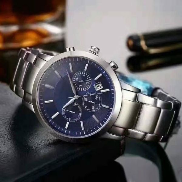 Relojes de lujo para hombre Cronómetro 42 mm Todos los diales funcionan Banda de acero inoxidable Reloj de cuarzo para hombre Relojes de pulsera de moda de primeras marcas para hombre Año nuevo Navidad Regalo de San Valentín