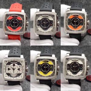 Luxe herenhorloges Horloges 44 mm roestvrijstalen wijzerplaat rubberen band chronograaf zakenleven waterdicht quartz horloge-Silv234D